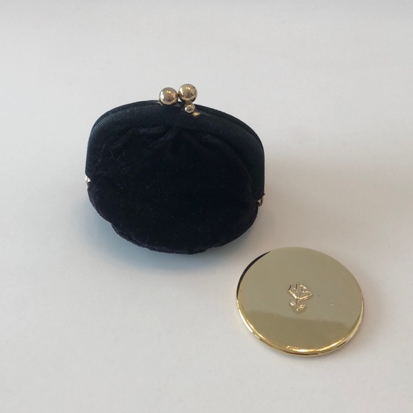 Lancome Handbags - Lancome Black Velvet Coin Purse with Gold Compact